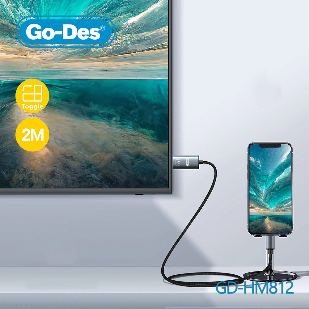 Go Des GD-HM812 Lightning To HDMI Kablo 2 Metre Gri