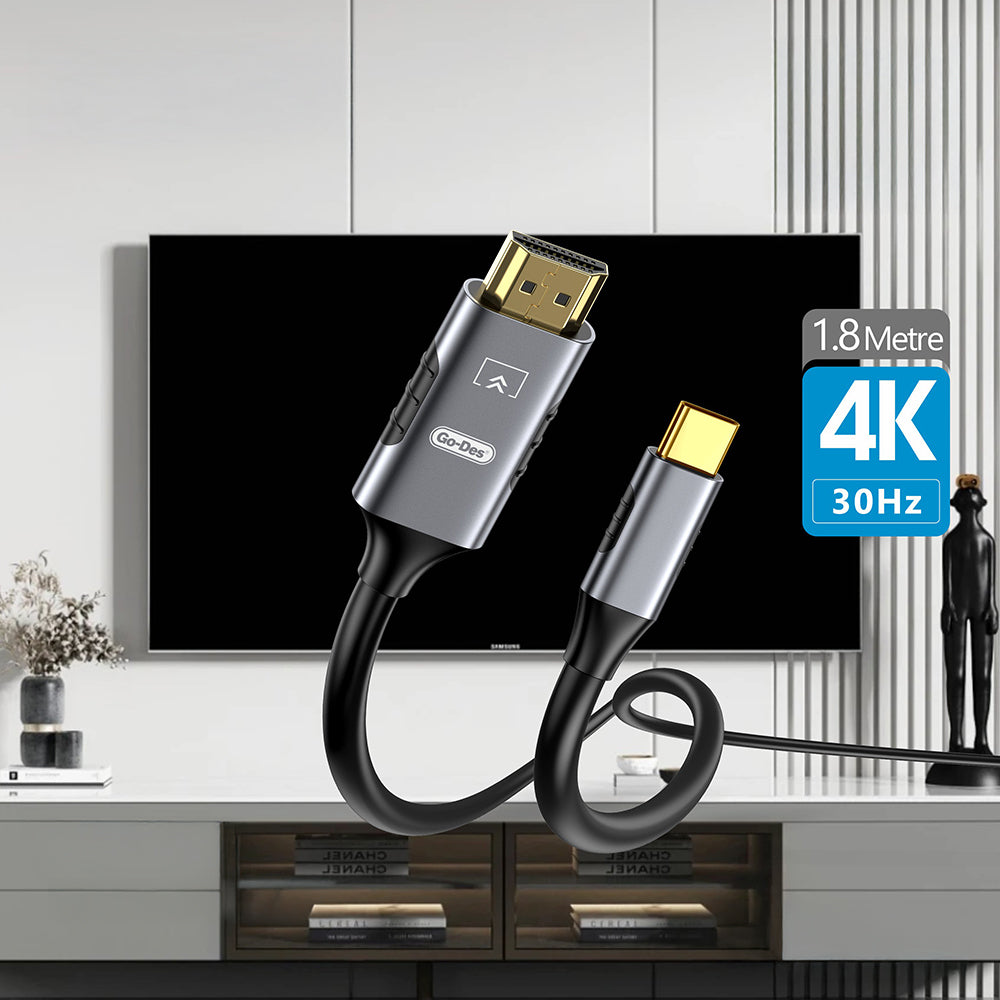 Go Des GD-HM813 Type-C to HDTV Kablo 1.8M Gri