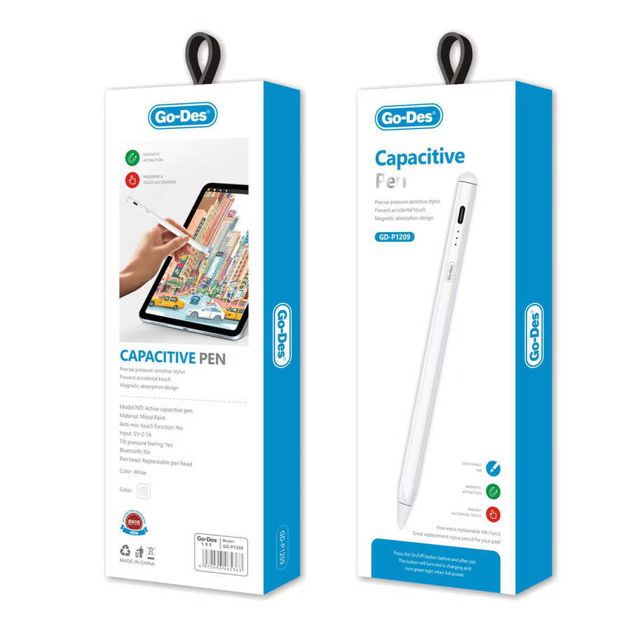 Go Des GD-P1209 Aktif Kapasitif Dokunmatik Kalem Beyaz
