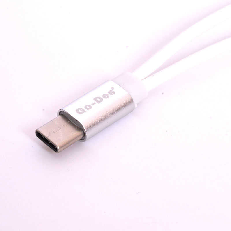 Go Des GD-UC010 2 in 1 USB-C to 3.5mm Audio Adapter Gray