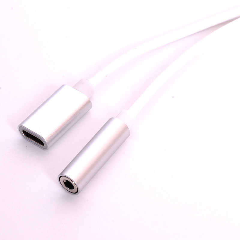 Go Des GD-UC010 2 in 1 USB-C to 3.5mm Audio Adapter Gray