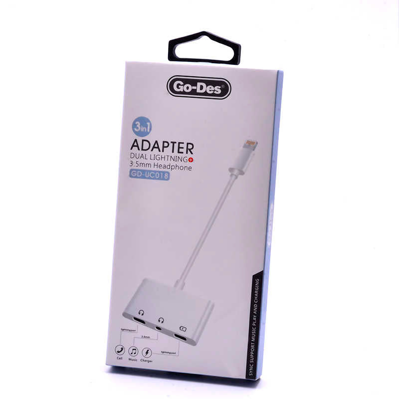 Go Des GD-UC018 Headphone Charger and Aux Converter White