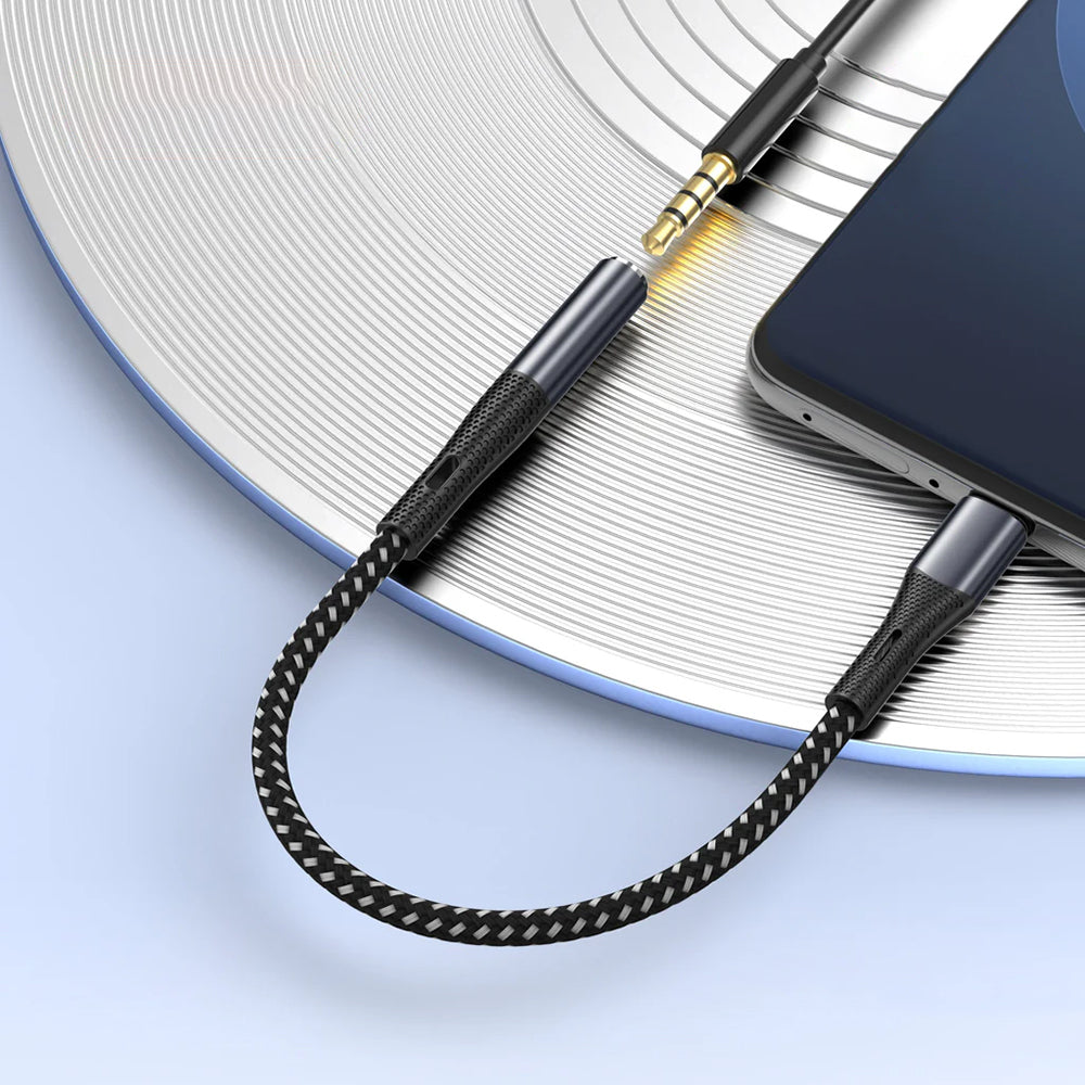 Go Des GD-UC165 Type-C to 3.5mm Hi-Fi Aux Çevirici Örgülü Ses Adaptörü Gri