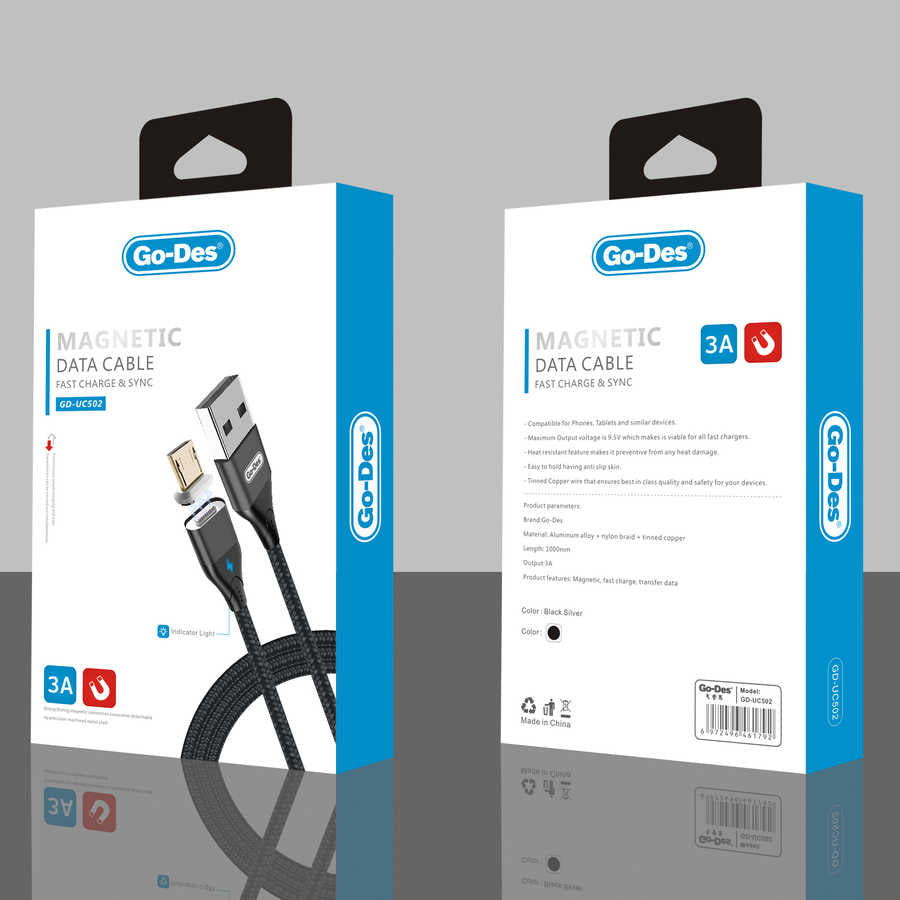 Go Des GD-UC502 Magnetic Data Micro Usb Cable Black