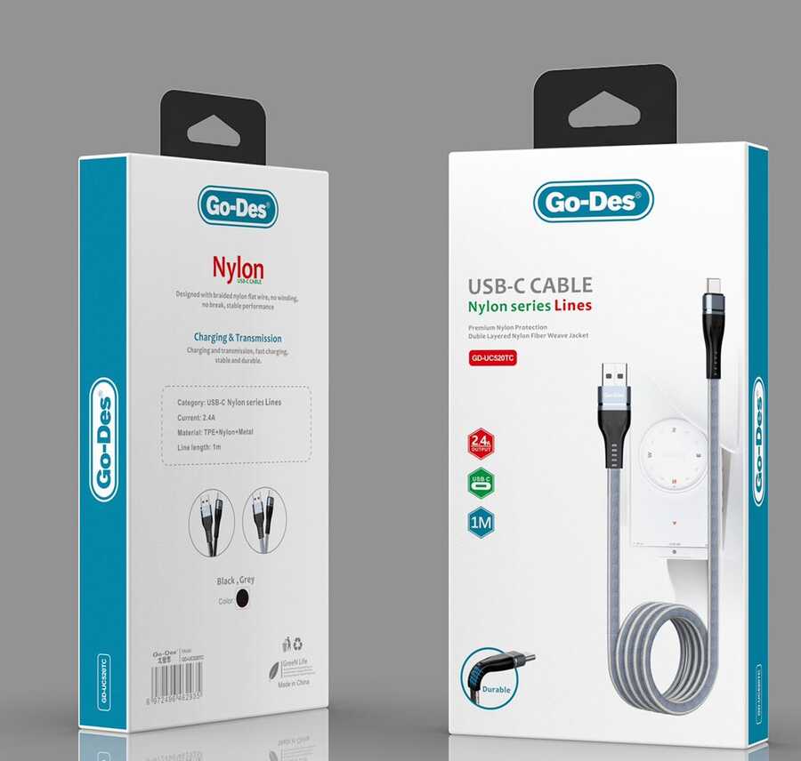 Go Des GD-UC520 Type - C Usb Cable Gray