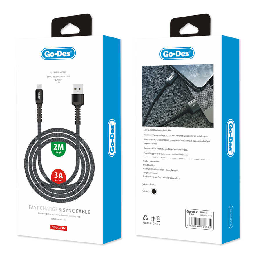 Go Des GD-UC529 Type-C USB Cable Black 