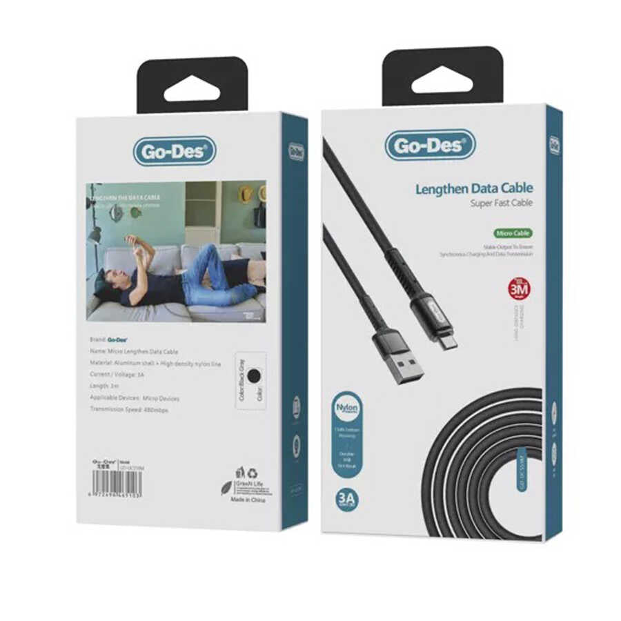 Go Des GD-UC559 Micro USB Cable Black 