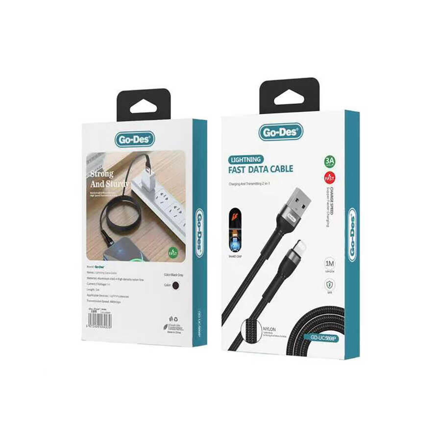 Go Des GD-UC589IP Lightning USB Fast Data Cable 1 meter Black 