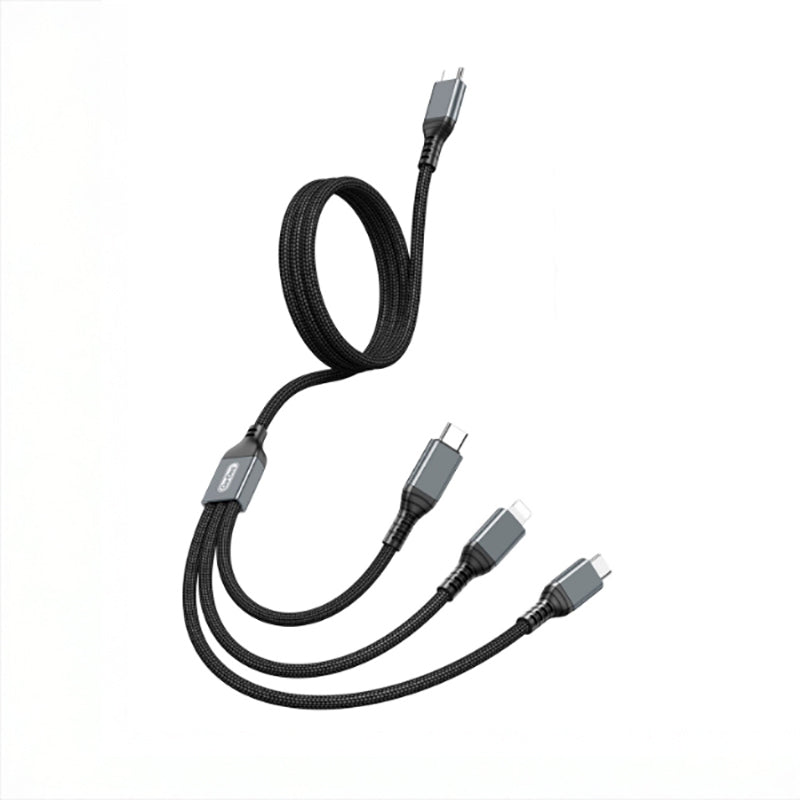 Go Des GD-UC617 3in1 Type-C to Lightning – Type-C – Micro USB Ultra Hızlı PD Şarj Kablosu 100W 1.2M Siyah