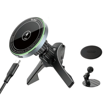 Go Des GD-WL289 Magnetic Wireless Wireless Charging 2 in 1 Car Phone Holder Black 