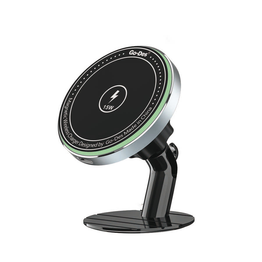 Go Des GD-WL289 Magnetic Wireless Wireless Charging 2 in 1 Car Phone Holder Black 