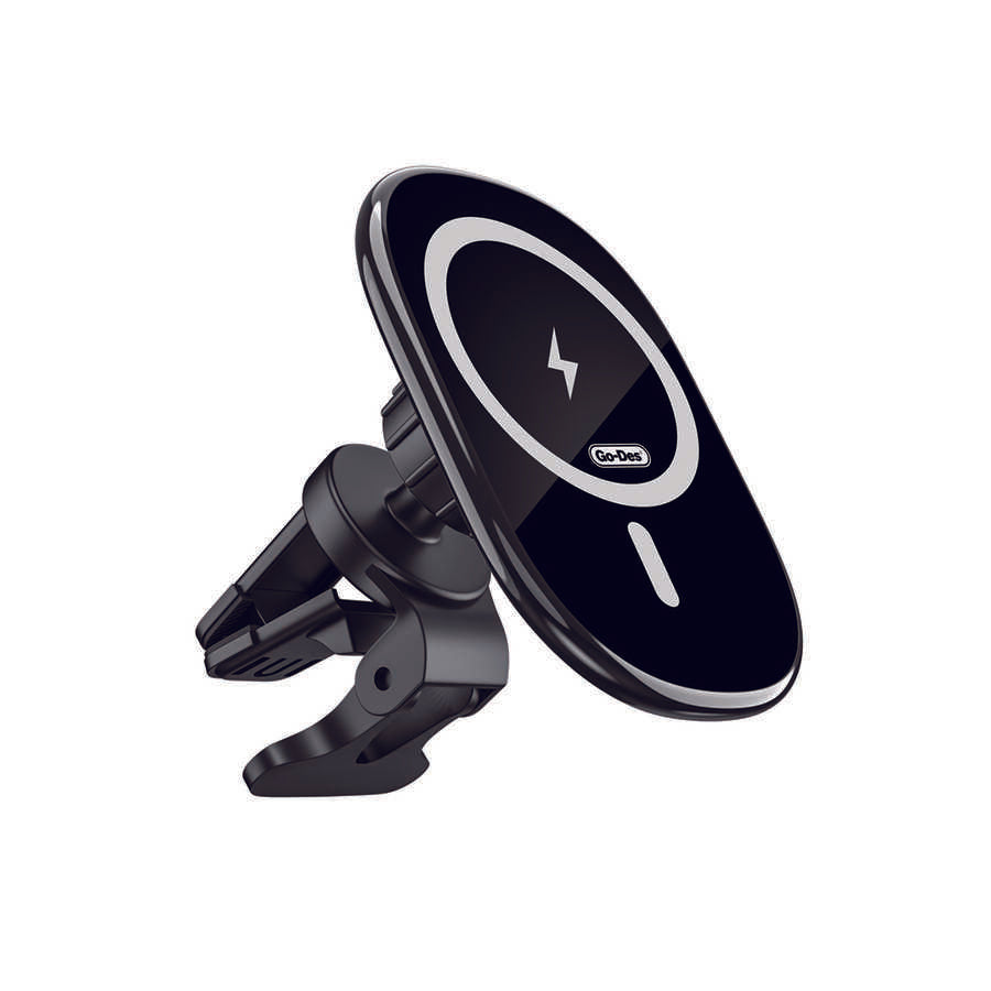 Go Des GD-WL398 Magnetic Wireless Charging 2 in 1 Phone Holder Suction Cup Design Black