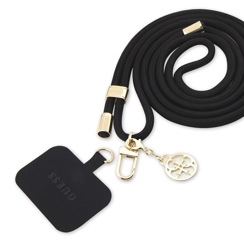 GUESS Metal Logo Cell Phone Lanyard Black