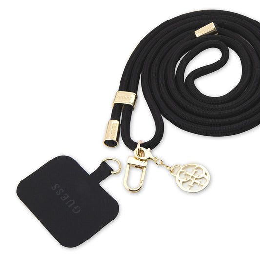 GUESS Metal Logo Cell Phone Lanyard Black