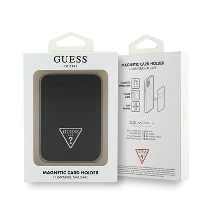 Guess Orjinal Lisanslı 2 Hazneli Üçgen Logolu Deri Magnetik Kartlık Mavi
