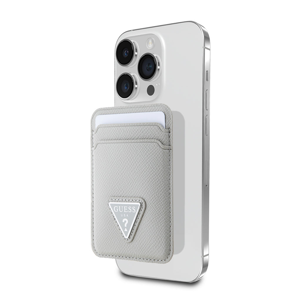 Guess Orjinal Lisanslı 2 Hazneli Üçgen Logolu Deri Magnetik Kartlık Siyah