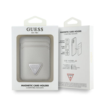 Guess Orjinal Lisanslı 2 Hazneli Üçgen Logolu Deri Magnetik Kartlık Mavi