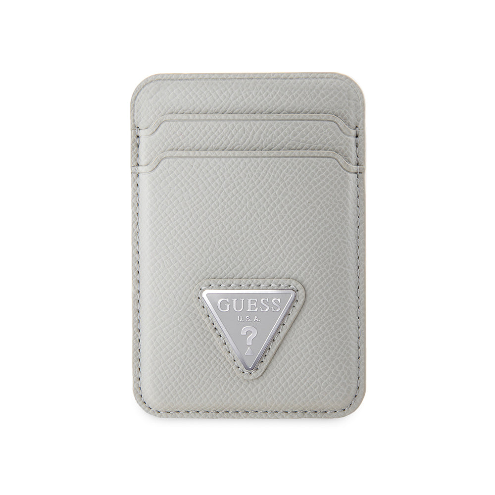 Guess Orjinal Lisanslı 2 Hazneli Üçgen Logolu Deri Magnetik Kartlık Bej