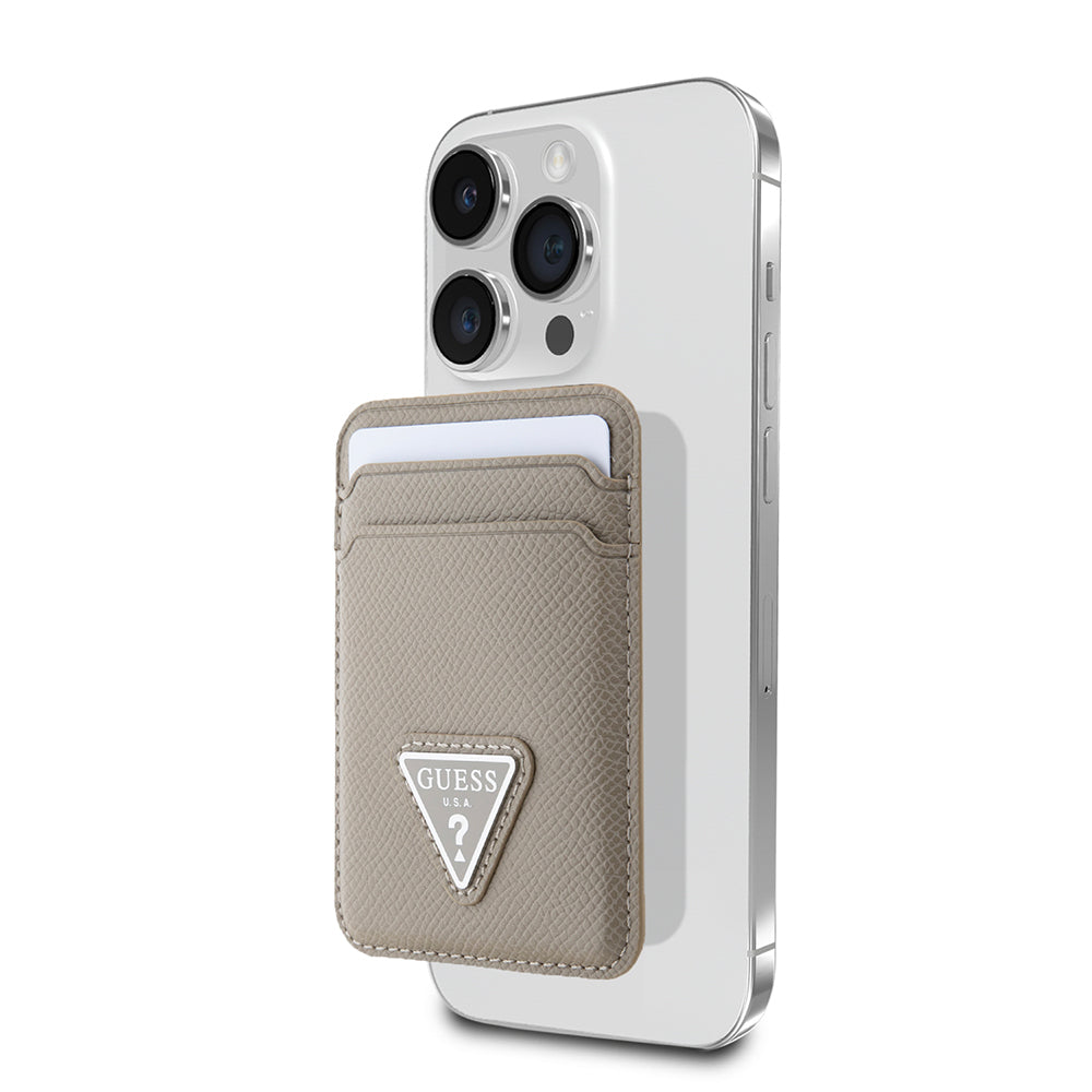 Guess Orjinal Lisanslı 2 Hazneli Üçgen Logolu Deri Magnetik Kartlık Siyah