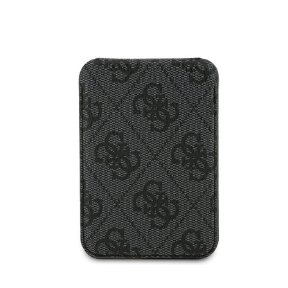 Guess Orjinal Lisanslı PU Deri 4G Desenli Metal Büyük 4G ve Yazı Logolu Standlı Magnetik Kartlık Kahverengi