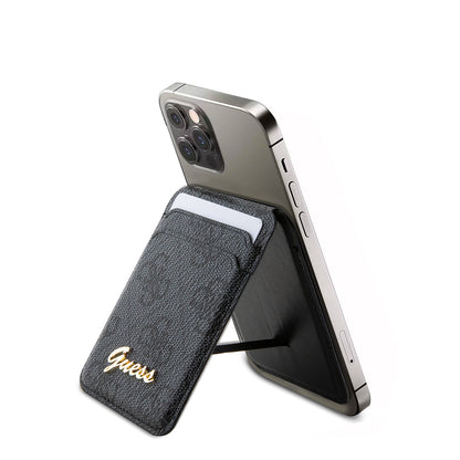 Guess Orjinal Lisanslı 4G Desenli Metal Script Logolu Magnetik Kartlık Kahverengi