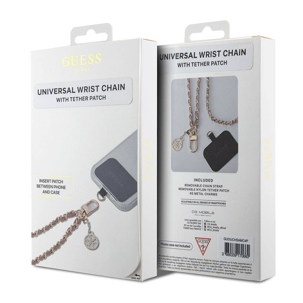 Guess Original Licensed 4G Logo Saffiano Phone Strap Chain Pink