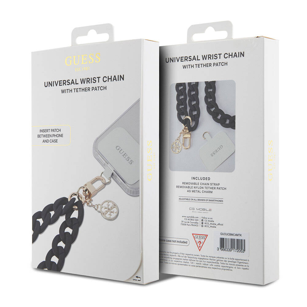 Guess Original Licensed 4G Logo Thick Phone Strap Chain Black 
