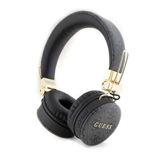 Guess Original Licensed 4G Metal Logo PU Leather Adjustable Over-Ear Bluetooth Headphones Black 