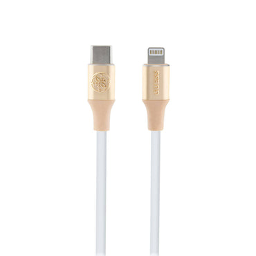 Guess Original Licensed 4G and Text Logo Illuminated Cable Tip Fast Charging Type-C to Lightning PD Cable 3A 1.5m Gold 