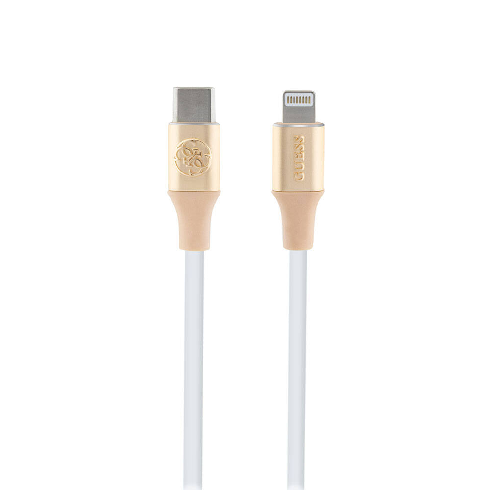 Guess Original Licensed 4G and Text Logo Illuminated Cable Tip Fast Charging Type-C to Lightning PD Cable 3A 1.5m Pink 