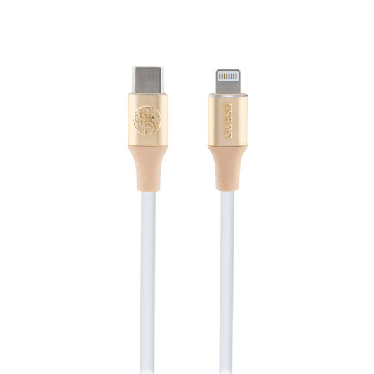 Guess Original Licensed 4G and Text Logo Illuminated Cable Tip Fast Charging Type-C to Lightning PD Cable 3A 1.5m Gold 