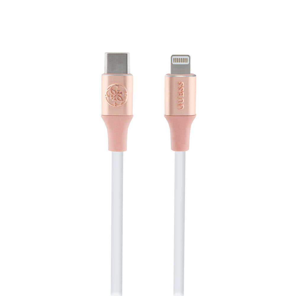 Guess Original Licensed 4G and Text Logo Illuminated Cable Tip Fast Charging Type-C to Lightning PD Cable 3A 1.5m Pink 