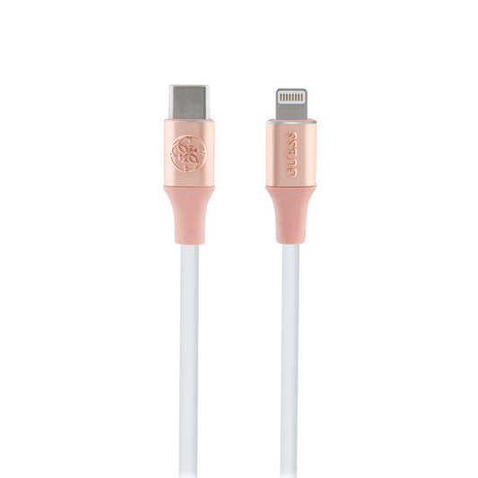 Guess Original Licensed 4G and Text Logo Illuminated Cable Tip Fast Charging Type-C to Lightning PD Cable 3A 1.5m Pink 