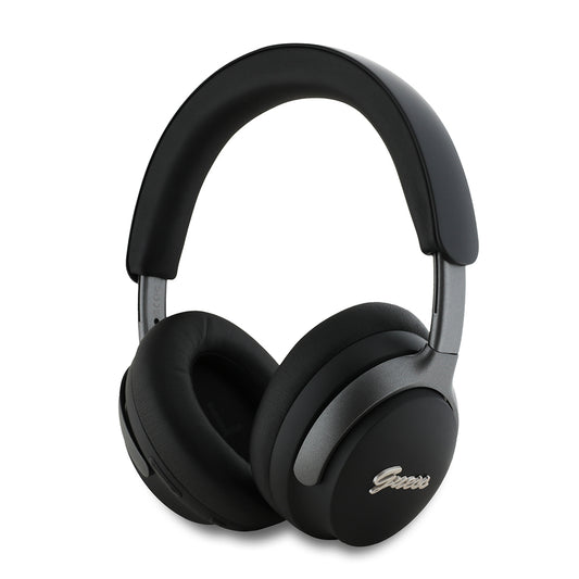 Guess Original Licensed ANC/ENC Featured Metal Letter Logo Script Series Over-Ear Bluetooth Headphones v5.4 Black 