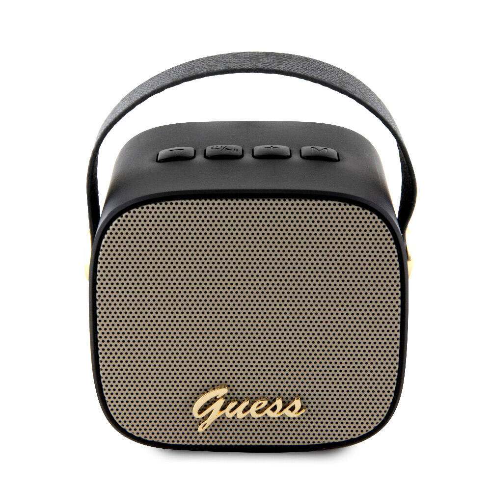 Guess Original Licensed Strap PU Leather 5W Bluetooth Speaker with Logo Black 