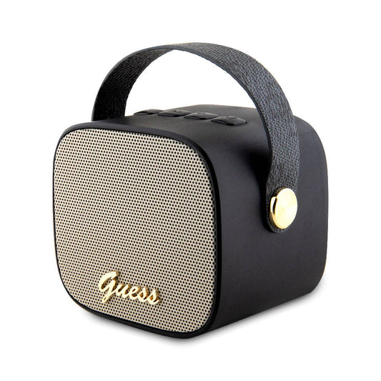 Guess Original Licensed Strap PU Leather 5W Bluetooth Speaker with Logo Black 