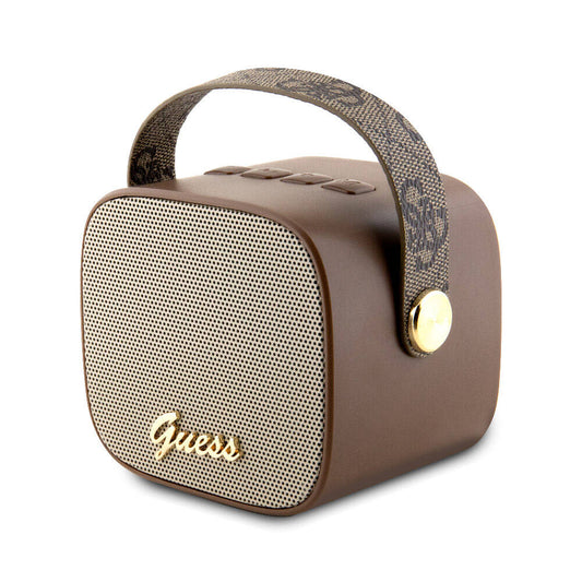 Guess Original Licensed Strap PU Leather 5W Bluetooth Speaker with Logo Brown 