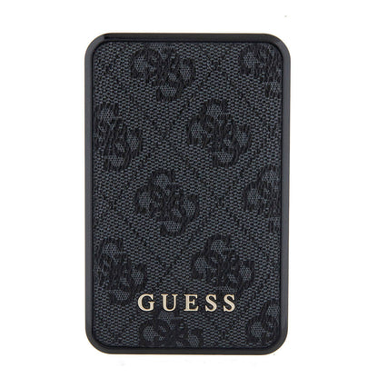 Guess Orjinal Lisanslı Dijital Led Göstergeli PU Deri 4G Desenli Metal Yazı Logolu Powerbank 10000mAh 18W Siyah