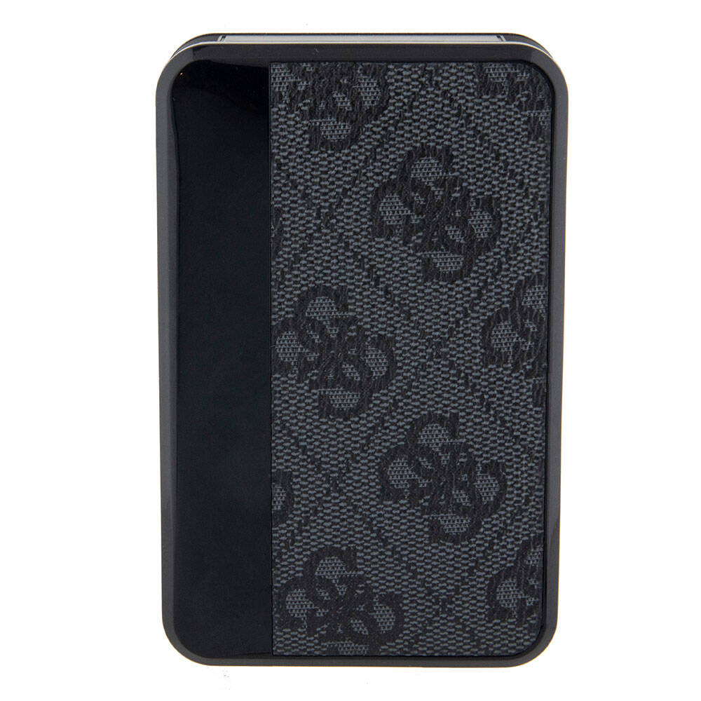 Guess Orjinal Lisanslı Dijital Led Göstergeli PU Deri 4G Desenli Metal Yazı Logolu Powerbank 10000mAh 18W Siyah