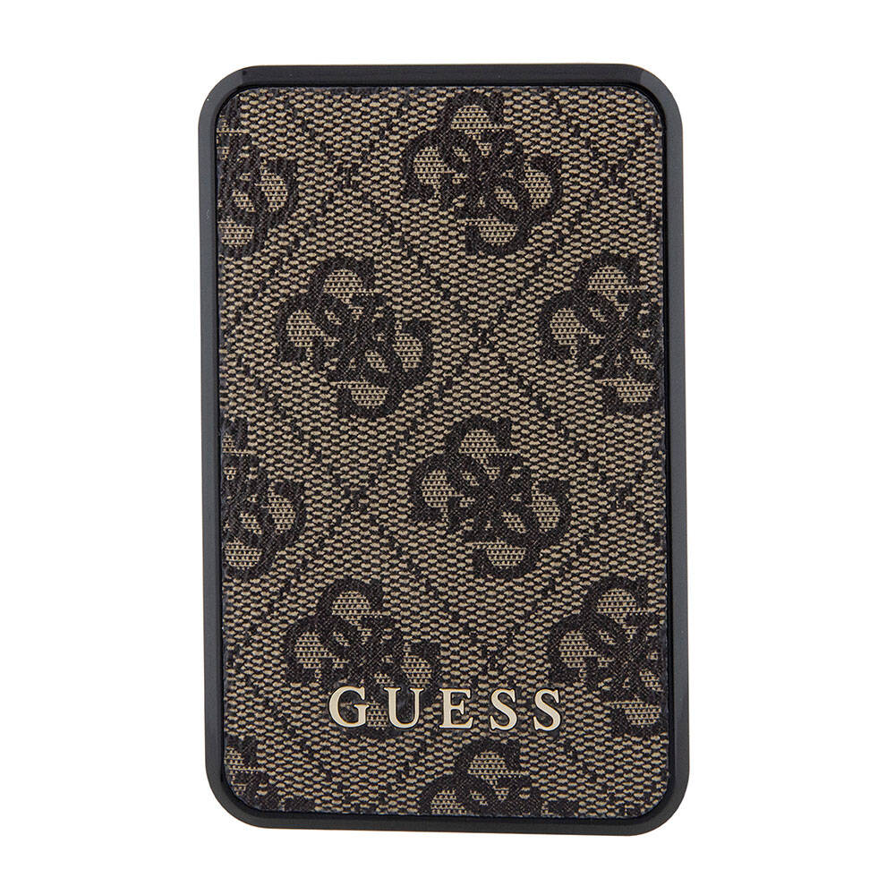 Guess Orjinal Lisanslı Dijital Led Göstergeli PU Deri 4G Desenli Metal Yazı Logolu Powerbank 10000mAh 18W Siyah