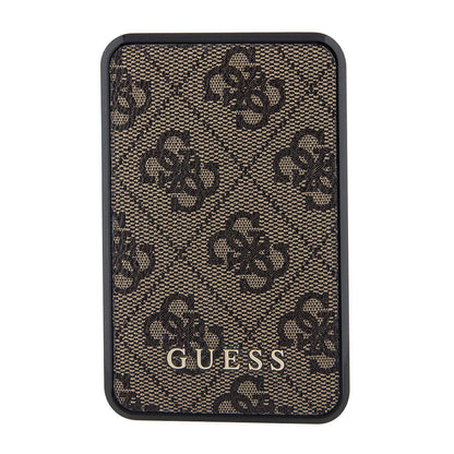 Guess Orjinal Lisanslı Dijital Led Göstergeli PU Deri 4G Desenli Metal Yazı Logolu Powerbank 10000mAh 18W Siyah