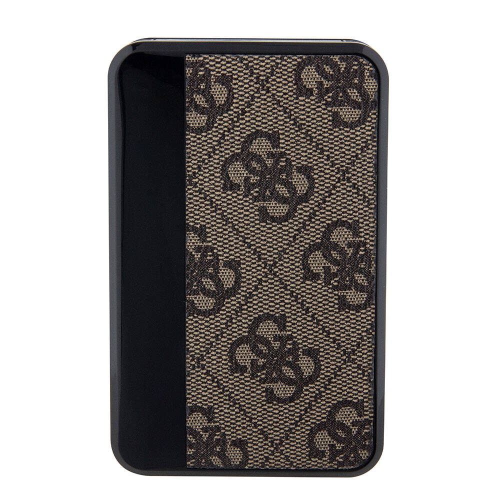 Guess Orjinal Lisanslı Dijital Led Göstergeli PU Deri 4G Desenli Metal Yazı Logolu Powerbank 10000mAh 18W Siyah