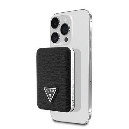 Guess Orjinal Lisanslı Dijital Led Göstergeli PU Deri Yüzey Üçgen Logolu Powerbank 5000mAh 15W Kahverengi