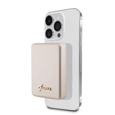 Guess Orjinal Lisanslı M-safe Şarj Özellikli Metal Yazı Logolu Powerbank 3000mAh 5W Gold