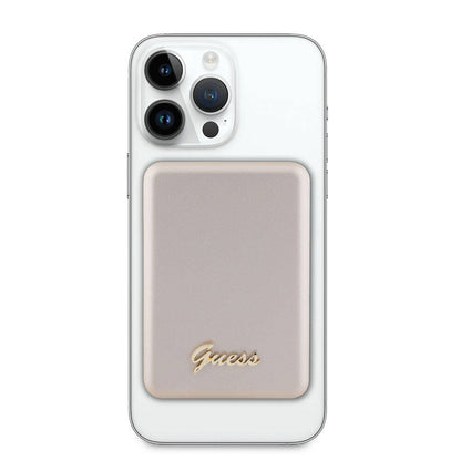 Guess Orjinal Lisanslı M-safe Şarj Özellikli Metal Yazı Logolu Powerbank 3000mAh 5W Siyah