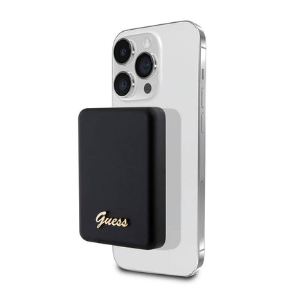 Guess Orjinal Lisanslı M-safe Şarj Özellikli Metal Yazı Logolu Powerbank 5000mAh 15W Gold