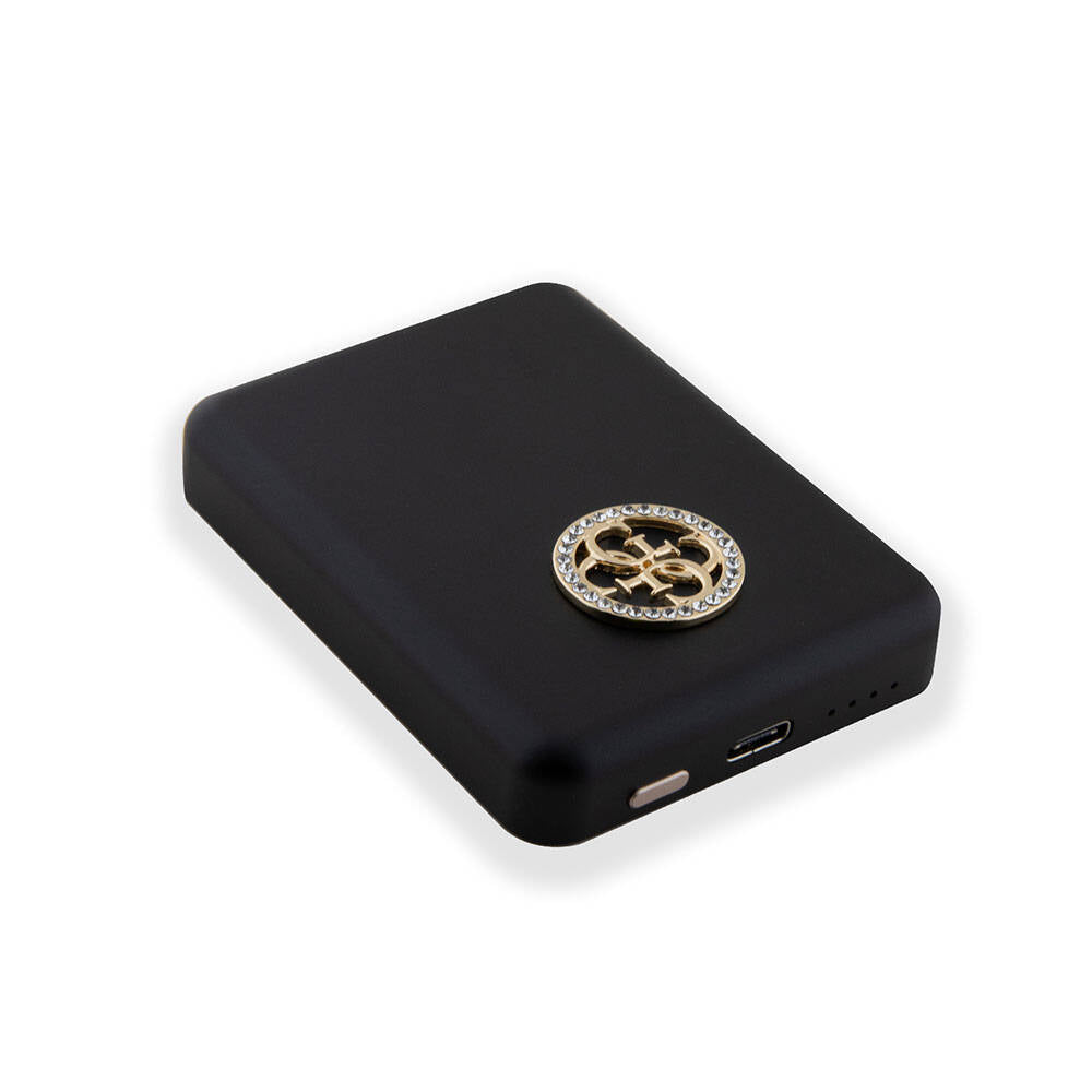 Guess Orjinal Lisanslı M-safe Şarj Özellikli Taşlı 4G Logolu Powerbank 3000mAh 5W Siyah