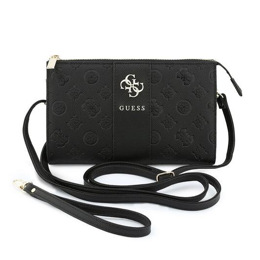 Guess Orjinal Lisanslı Peony ve 4G Desenli Şerit Detaylı Metal Logolu Omuz Askılı El Çantası