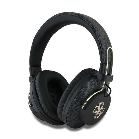 Guess Original Licensed PU 4G Patterned Large Metal Logo Over-Ear Bluetooth Headphones Black 