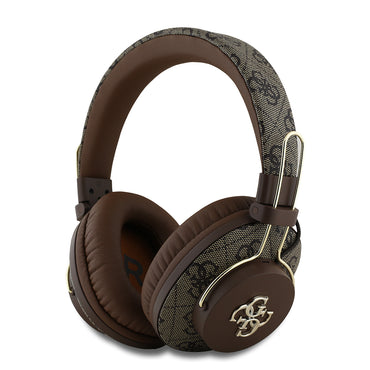 Guess Original Licensed PU 4G Patterned Large Metal Logo Over-Ear Bluetooth Headphones Brown 